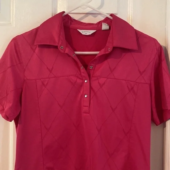 Women’s Pink Callaway Polyester & Spandex Short Sleeve Golf Top Size Medium - Picture 3 of 9